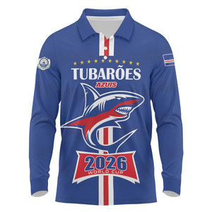 Custom Cape Verde 2026 Football Long Sleeve Polo Shirt Blue Sharks WC Debut - African Pride