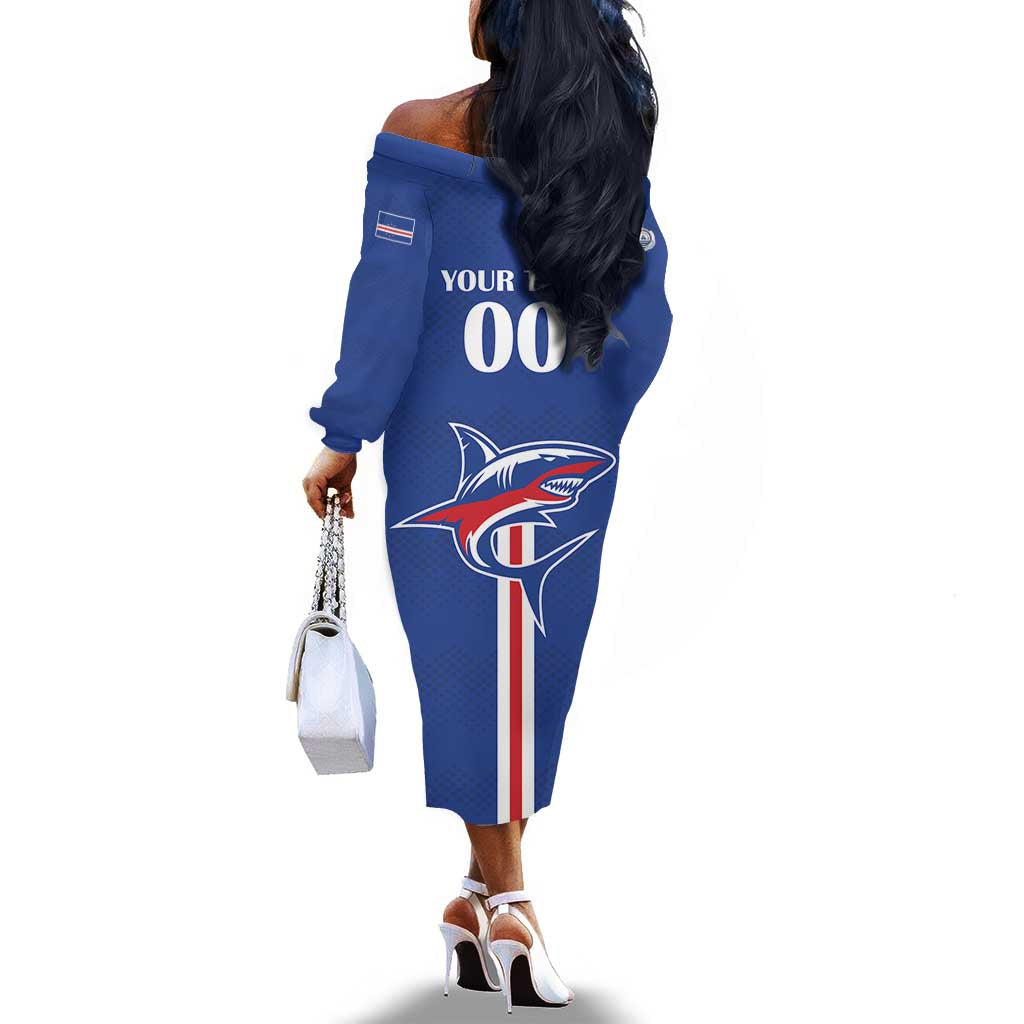 Custom Cape Verde 2026 Football Off The Shoulder Long Sleeve Dress Blue Sharks WC Debut - African Pride