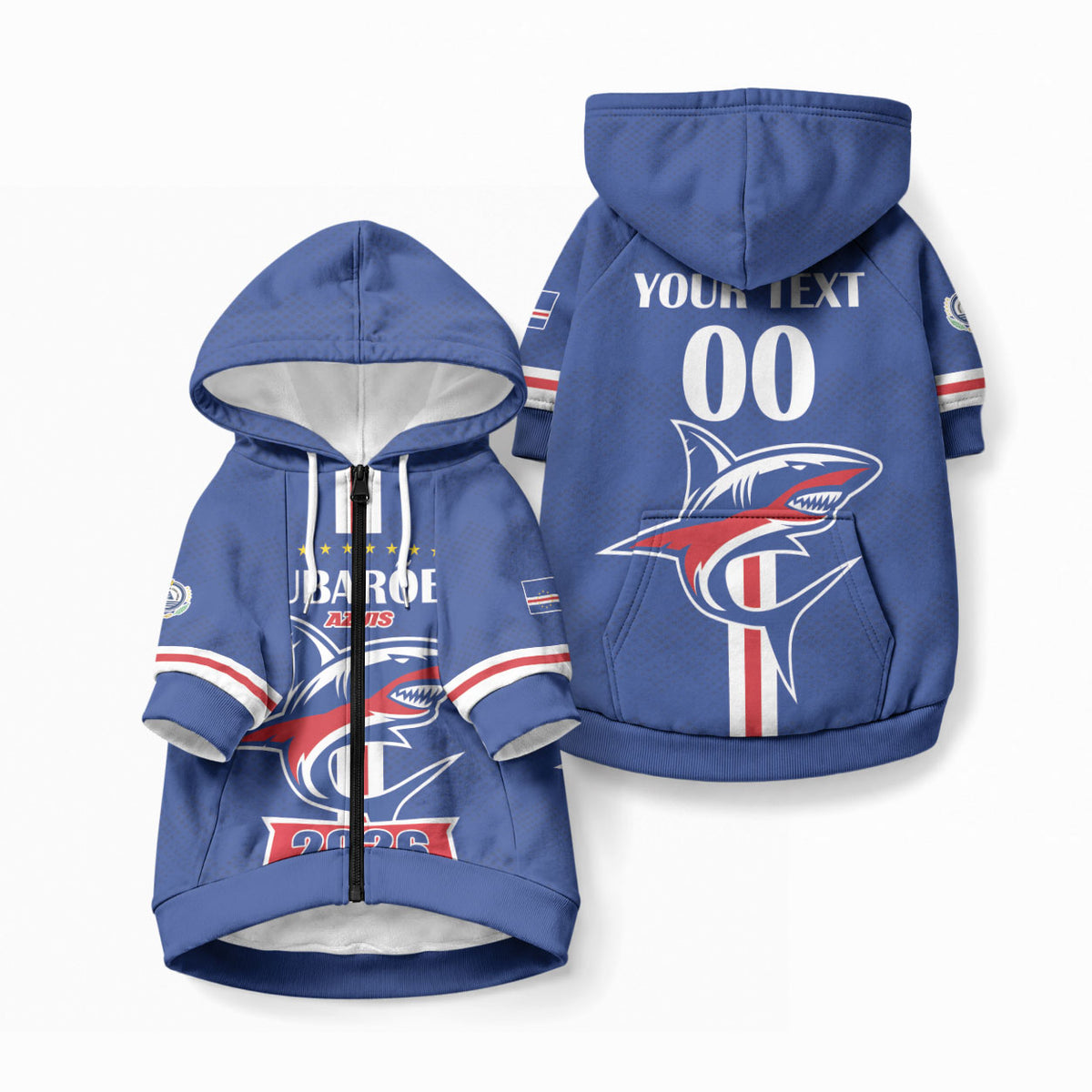 Custom Cape Verde 2026 Football Pet Hoodie Blue Sharks WC Debut