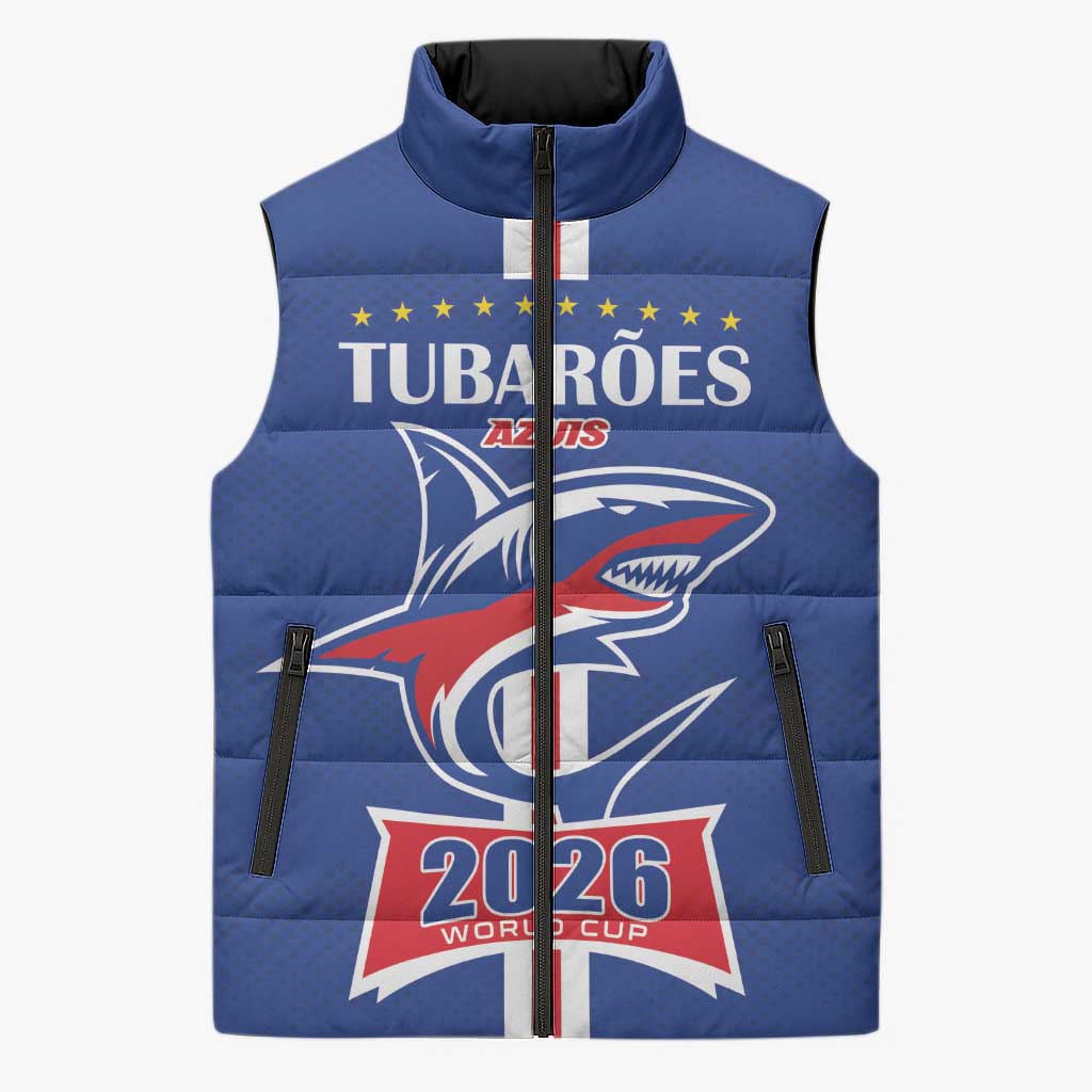Custom Cape Verde 2026 Football Sleeveless Puffer Jacket Blue Sharks WC Debut