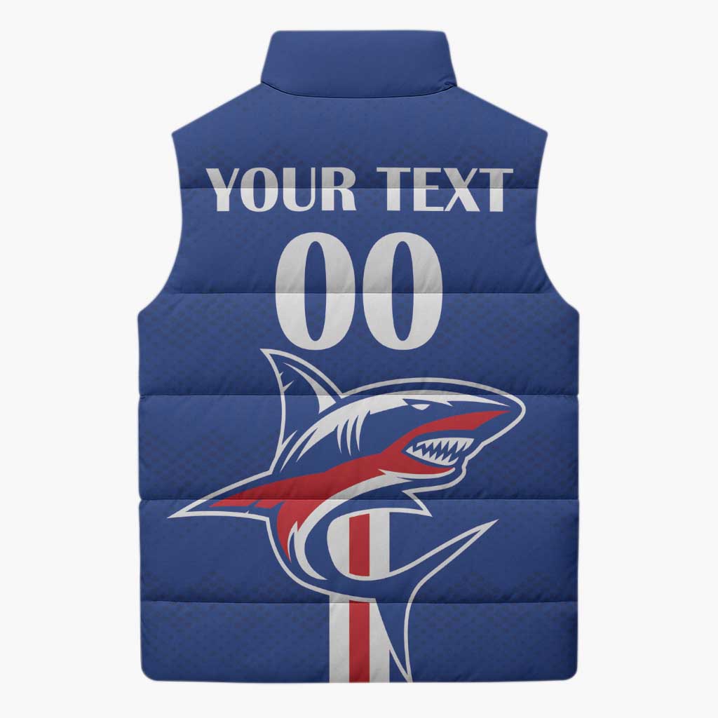 Custom Cape Verde 2026 Football Sleeveless Puffer Jacket Blue Sharks WC Debut