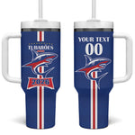 Custom Cape Verde 2026 Football Tumbler With Handle Blue Sharks WC Debut - African Pride