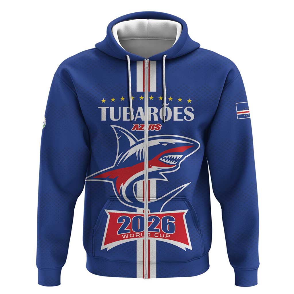 Custom Cape Verde 2026 Football Zip Hoodie Blue Sharks WC Debut - African Pride