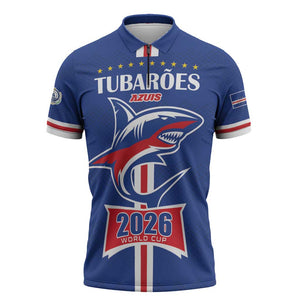Custom Cape Verde 2026 Football Zipper Polo Shirt Blue Sharks WC Debut