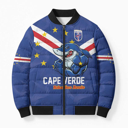Custom Cape Verde Football Bomber Puffer Jacket Tubaroes Azuis Make History