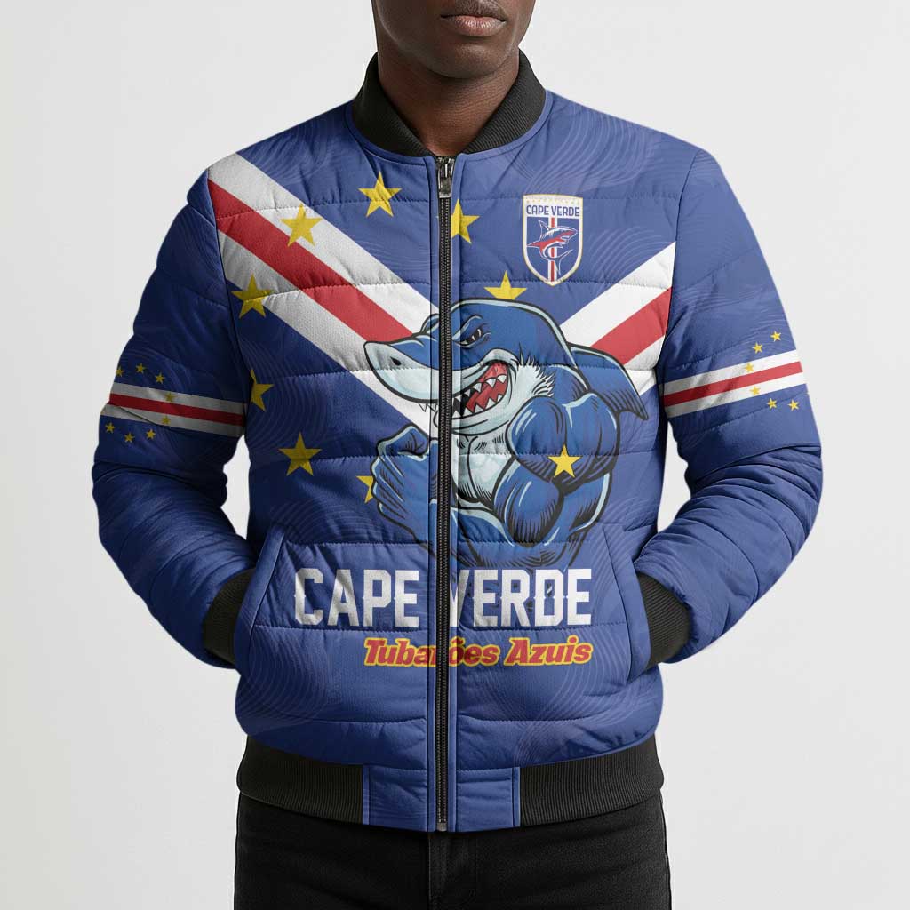 Custom Cape Verde Football Bomber Puffer Jacket Tubaroes Azuis Make History