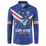 Custom Cape Verde Football Button Sweatshirt Tubaroes Azuis Make History