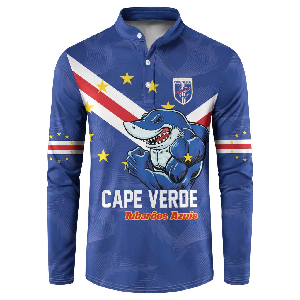 Custom Cape Verde Football Button Sweatshirt Tubaroes Azuis Make History