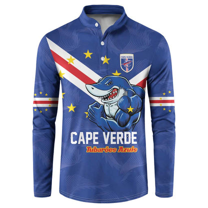 Custom Cape Verde Football Button Sweatshirt Tubaroes Azuis Make History