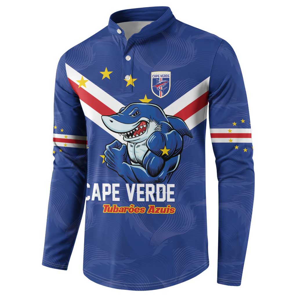 Custom Cape Verde Football Button Sweatshirt Tubaroes Azuis Make History