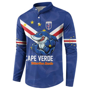 Custom Cape Verde Football Button Sweatshirt Tubaroes Azuis Make History