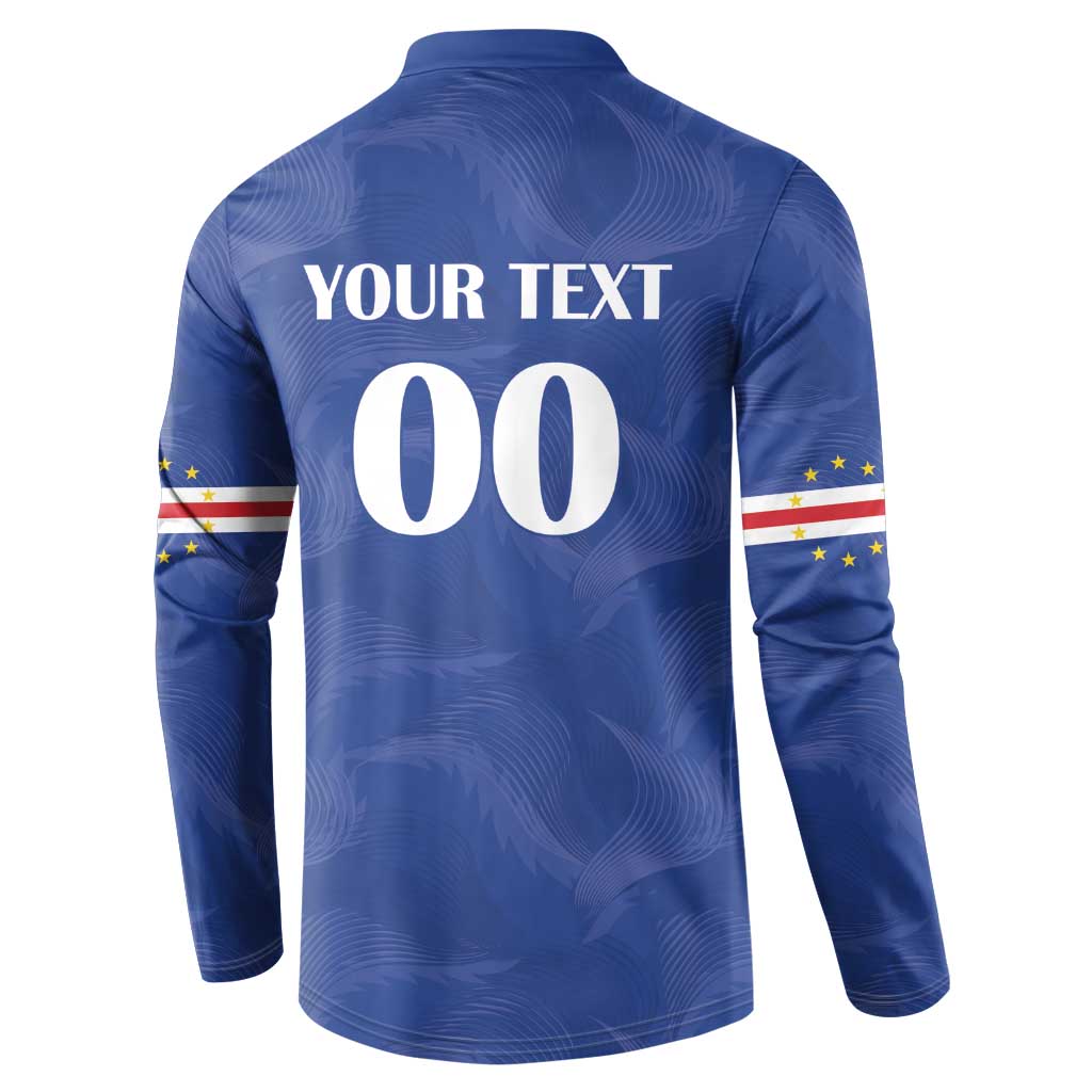 Custom Cape Verde Football Button Sweatshirt Tubaroes Azuis Make History