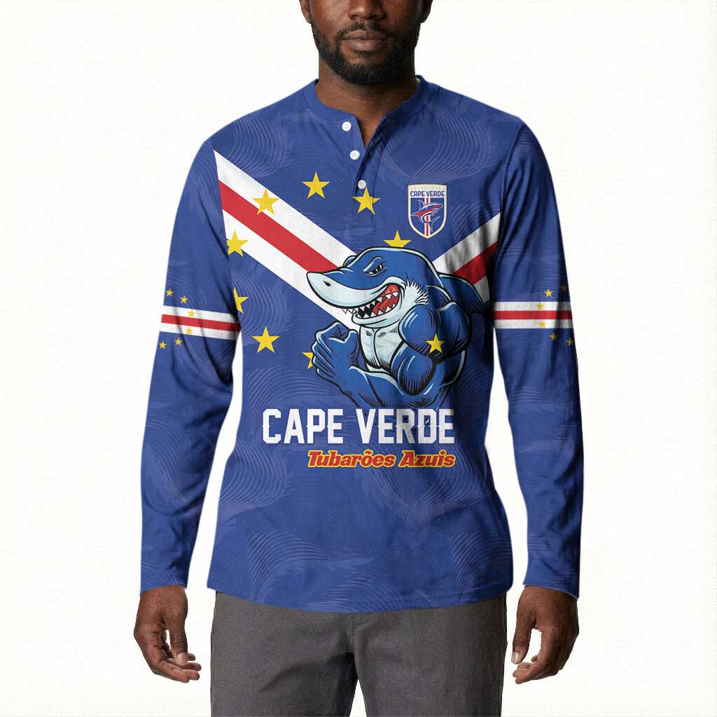 Custom Cape Verde Football Button Sweatshirt Tubaroes Azuis Make History