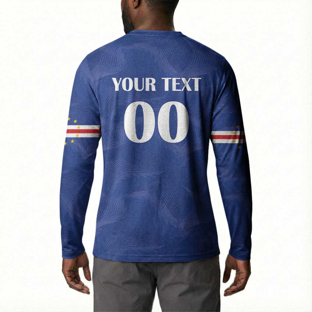 Custom Cape Verde Football Button Sweatshirt Tubaroes Azuis Make History