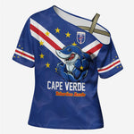 Custom Cape Verde Football Cross Shoulder Shirt Tubaroes Azuis Make History