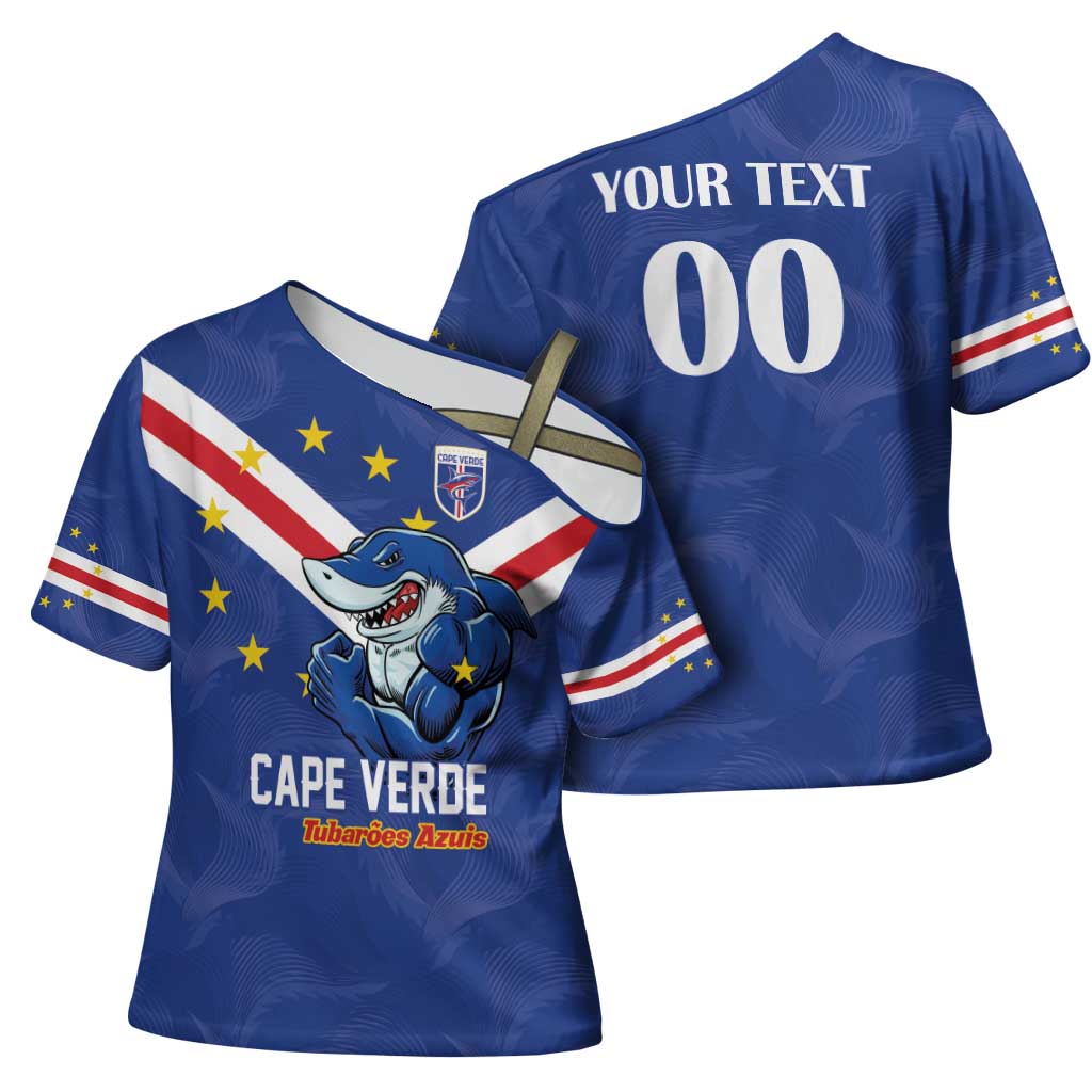 Custom Cape Verde Football Cross Shoulder Shirt Tubaroes Azuis Make History