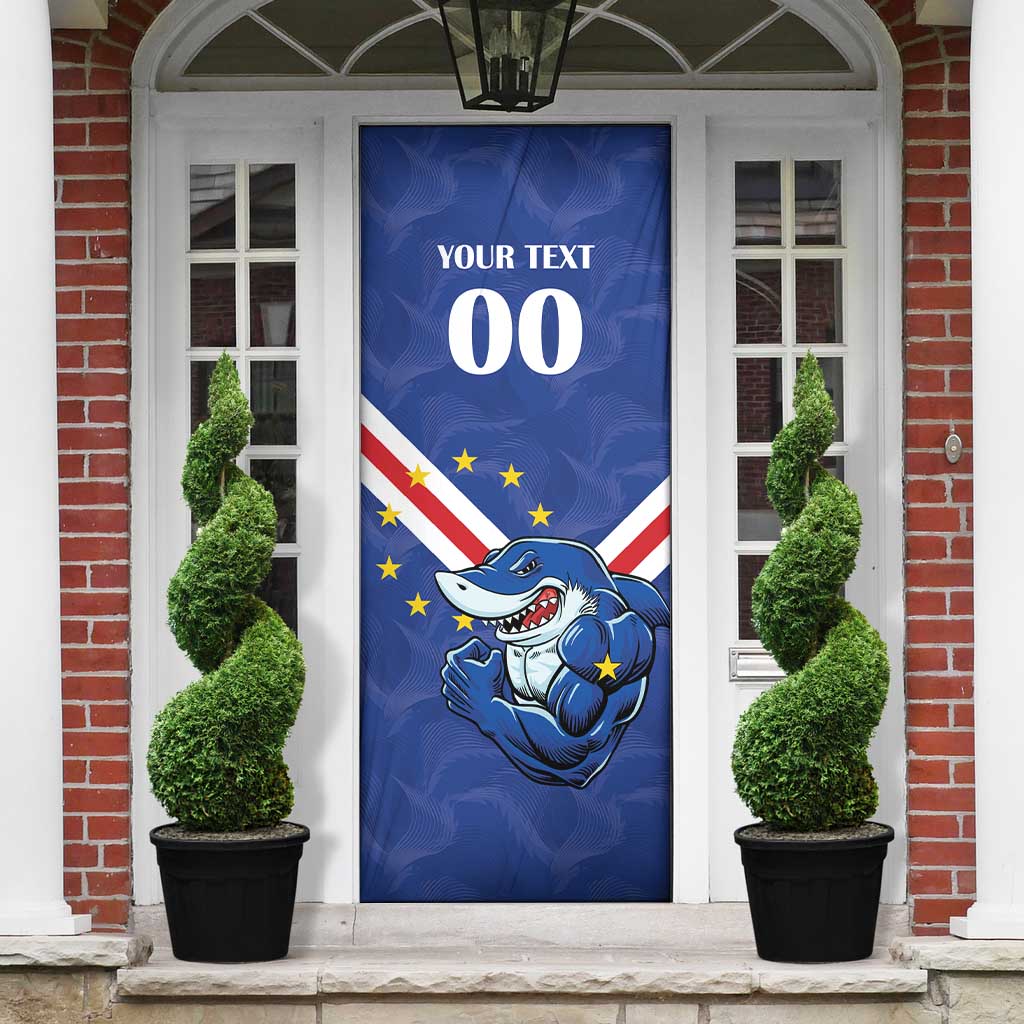 Custom Cape Verde Football Door Cover Tubaroes Azuis Make History