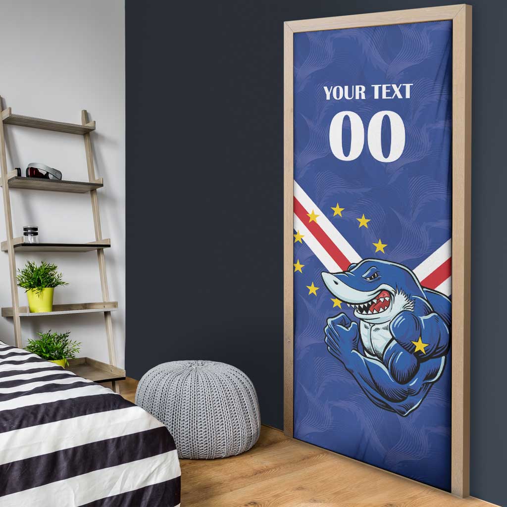 Custom Cape Verde Football Door Cover Tubaroes Azuis Make History