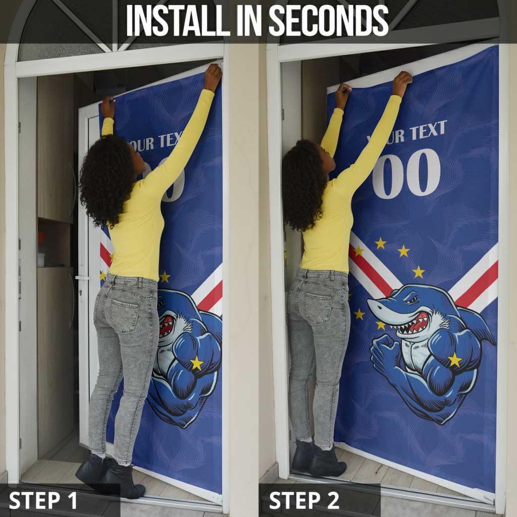 Custom Cape Verde Football Door Cover Tubaroes Azuis Make History