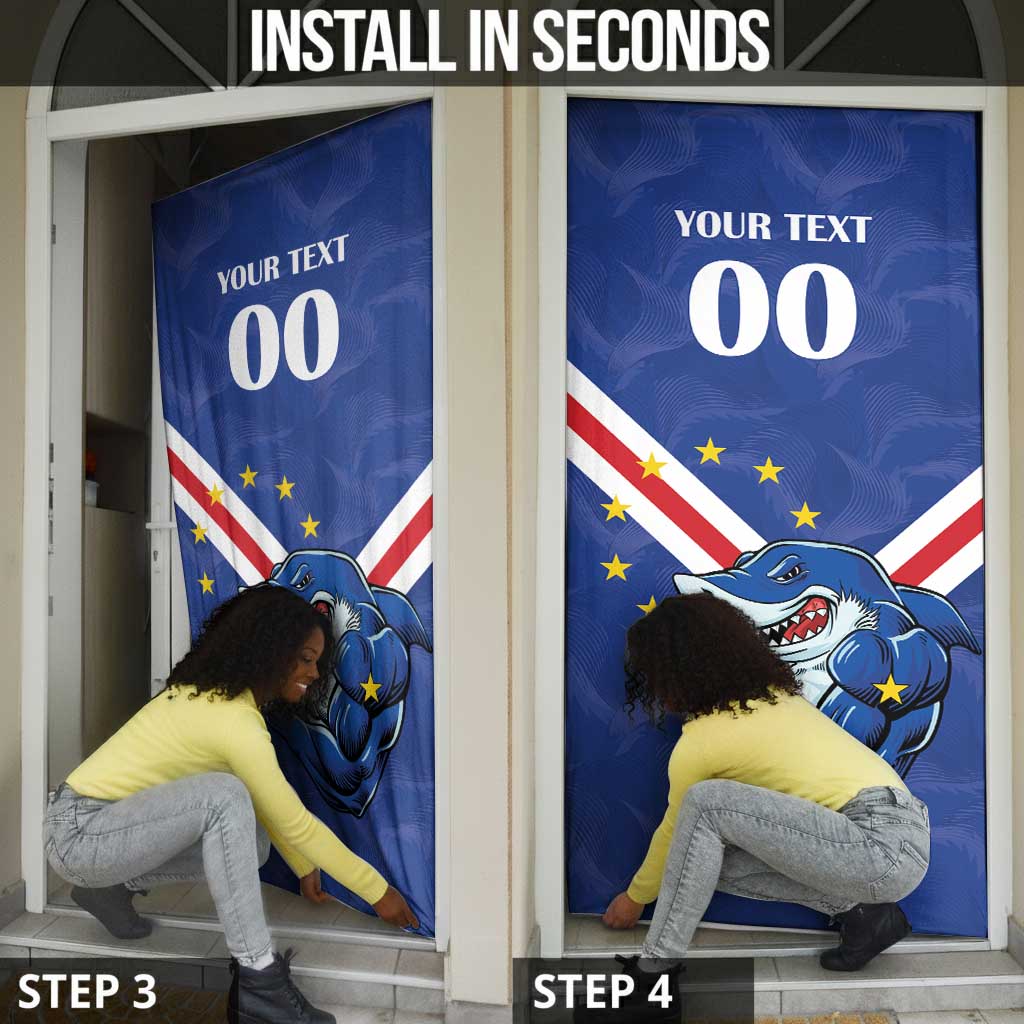Custom Cape Verde Football Door Cover Tubaroes Azuis Make History