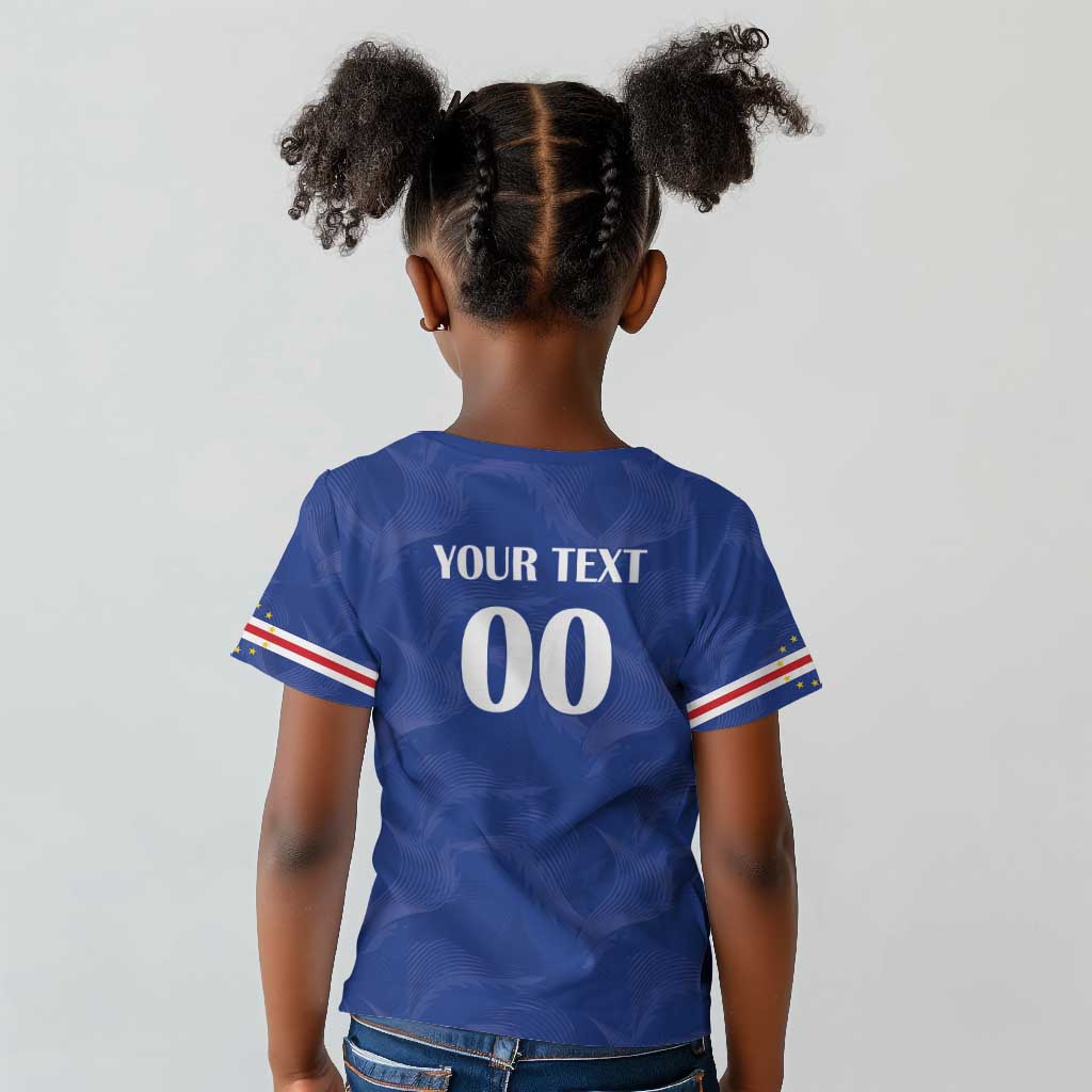 Custom Cape Verde Football Kid T shirt Tubaroes Azuis Make History - African Pride