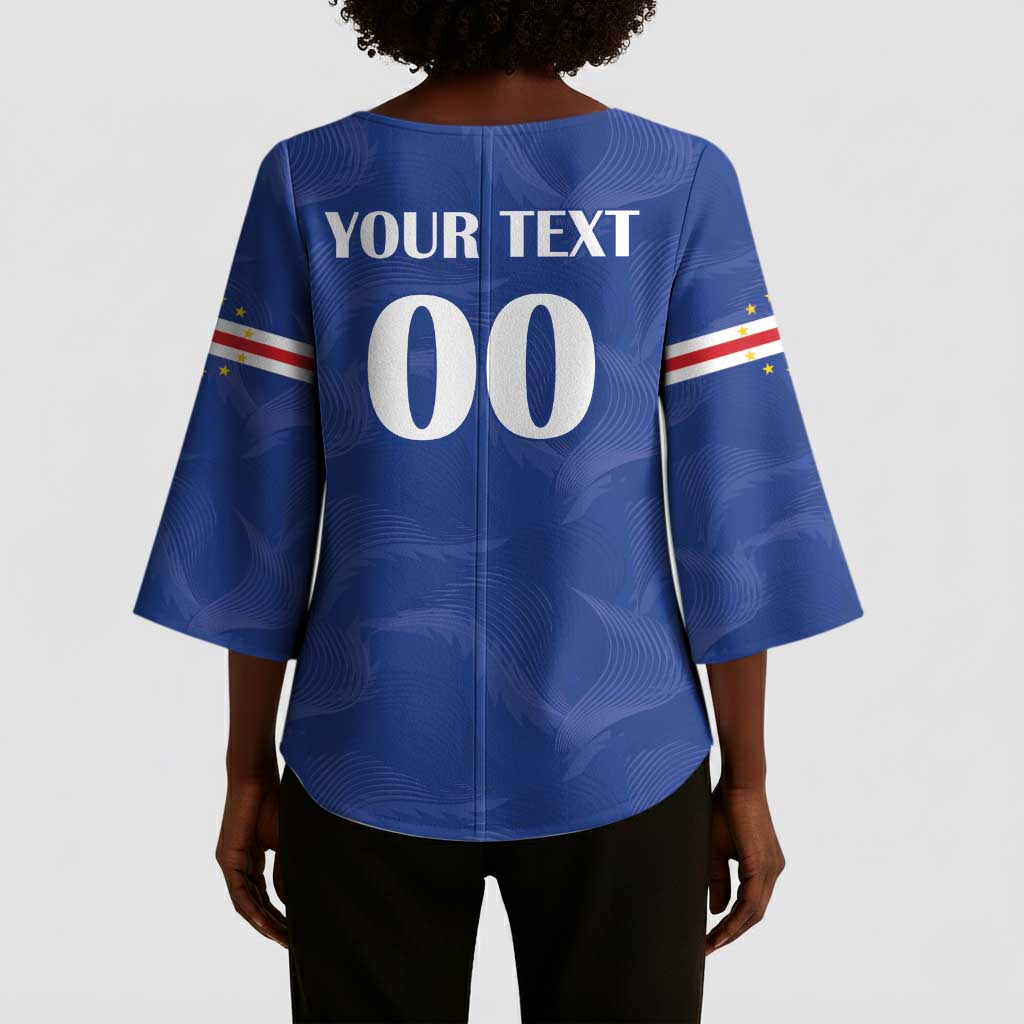 Custom Cape Verde Football Kimono Sleeve Blouse Tubaroes Azuis Make History