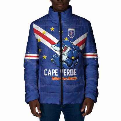 Custom Cape Verde Football Padded Jacket Tubaroes Azuis Make History