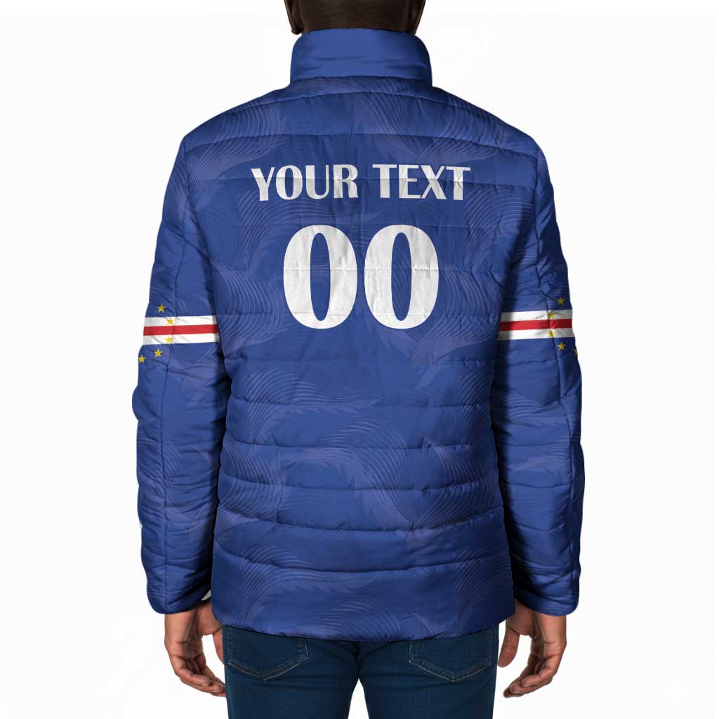 Custom Cape Verde Football Padded Jacket Tubaroes Azuis Make History