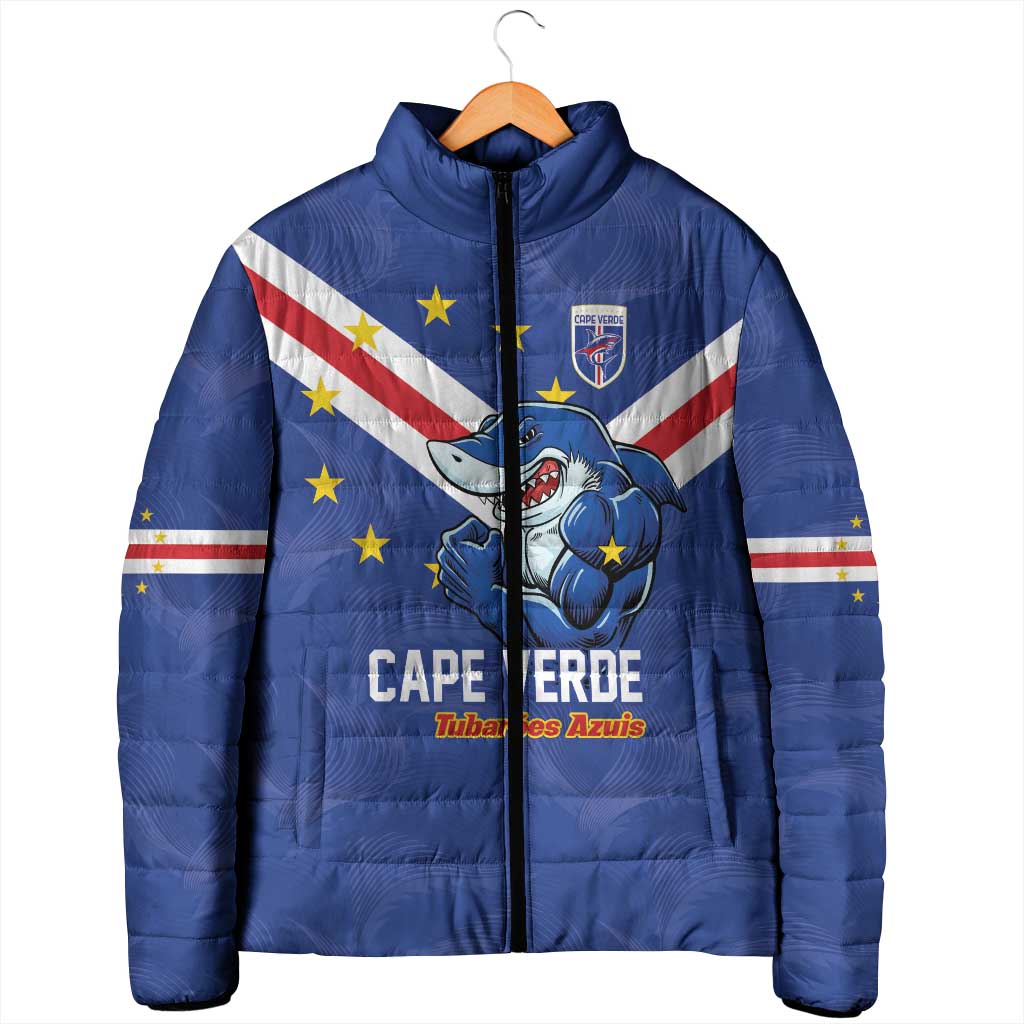 Custom Cape Verde Football Padded Jacket Tubaroes Azuis Make History