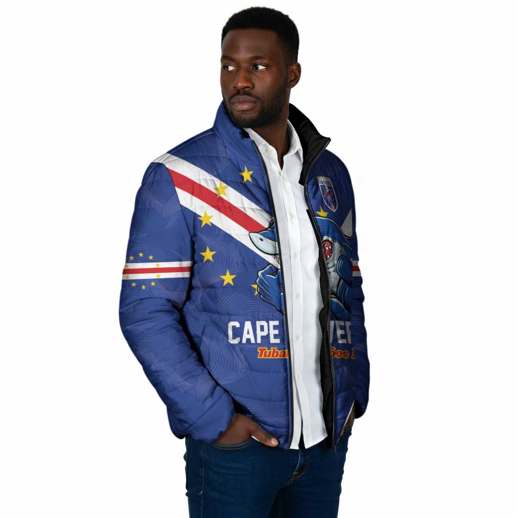 Custom Cape Verde Football Padded Jacket Tubaroes Azuis Make History