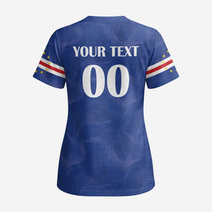 Custom Cape Verde Football Scrub Top Tubaroes Azuis Make History - African Pride