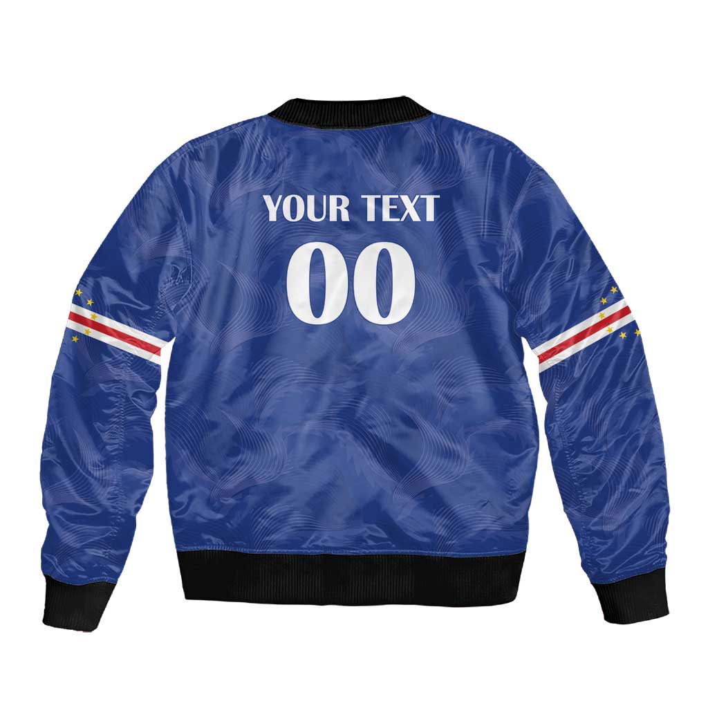 Custom Cape Verde Football Sleeve Zip Bomber Jacket Tubaroes Azuis Make History - African Pride