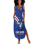 Custom Cape Verde Football Summer Maxi Dress Tubaroes Azuis Make History - African Pride