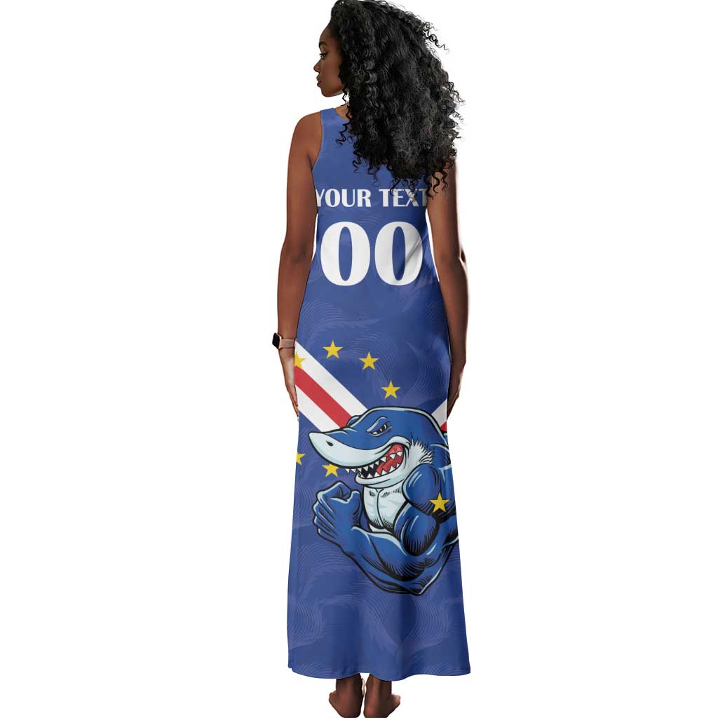 Custom Cape Verde Football Tank Maxi Dress Tubaroes Azuis Make History - African Pride