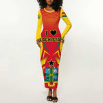 Support the Black Stars - Ghana Football Long Sleeve Bodycon Dress LT01
