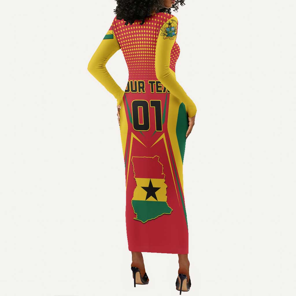 Support the Black Stars - Ghana Football Long Sleeve Bodycon Dress LT01