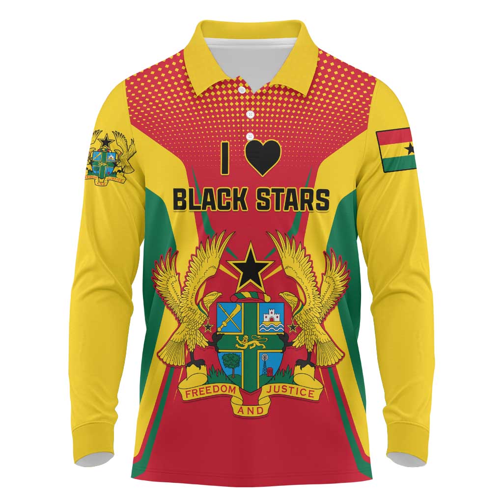 Support the Black Stars - Ghana Football Long Sleeve Polo Shirt