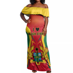 Support the Black Stars - Ghana Football Off Shoulder Maxi Dress