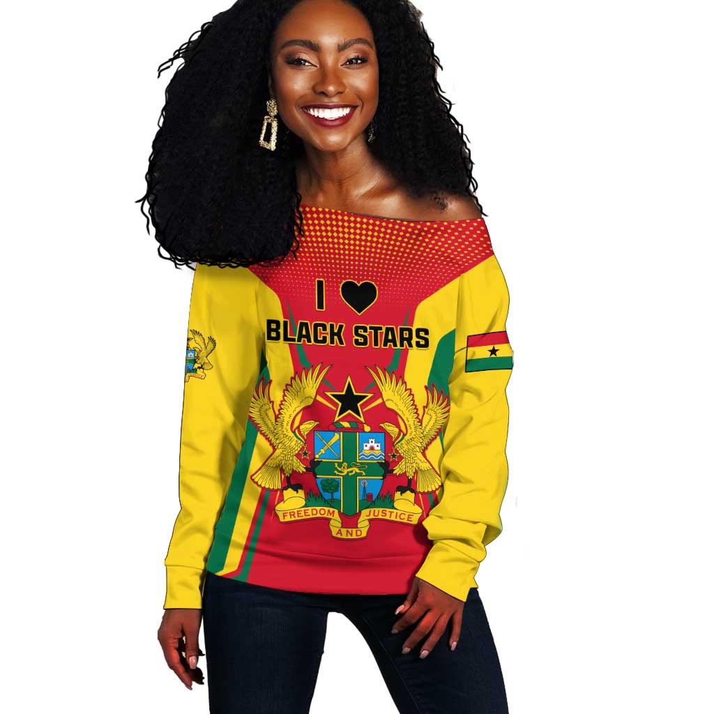 Support the Black Stars - Ghana Football Off Shoulder Sweater