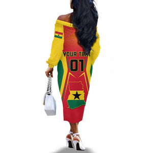 Support the Black Stars - Ghana Football Off The Shoulder Long Sleeve Dress