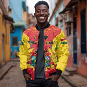 Support the Black Stars - Ghana Football Sleeve Zip Bomber Jacket