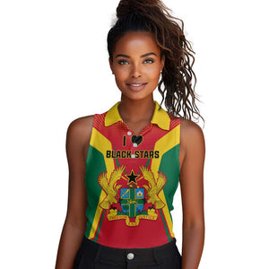 Support the Black Stars - Ghana Football Women Sleeveless Polo Shirt