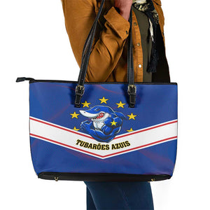 Support the Tubaroes Azuis - Cape Verde Football Leather Tote Bag