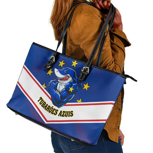 Support the Tubaroes Azuis - Cape Verde Football Leather Tote Bag