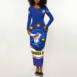 Support the Tubaroes Azuis - Cape Verde Football Long Sleeve Bodycon Dress