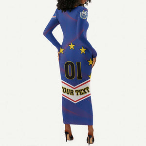 Support the Tubaroes Azuis - Cape Verde Football Long Sleeve Bodycon Dress