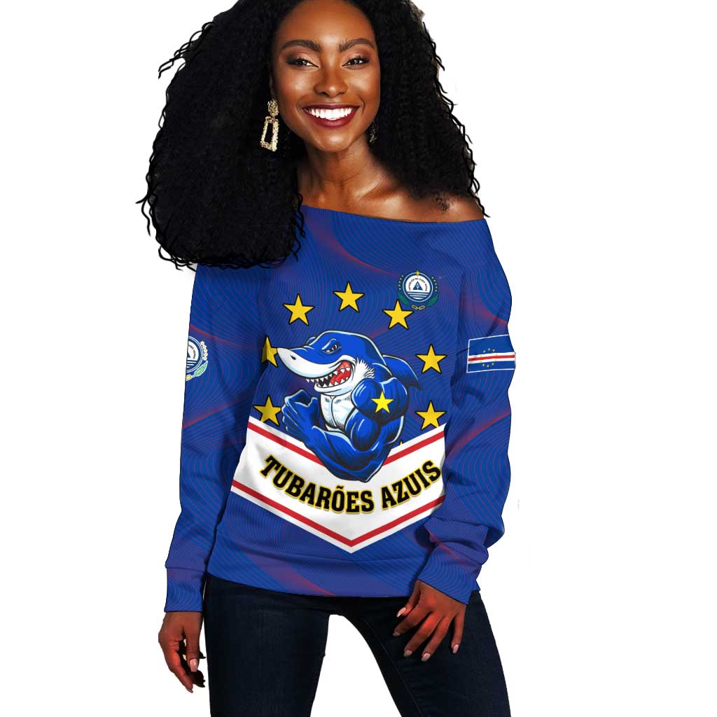 Support the Tubaroes Azuis - Cape Verde Football Off Shoulder Sweater