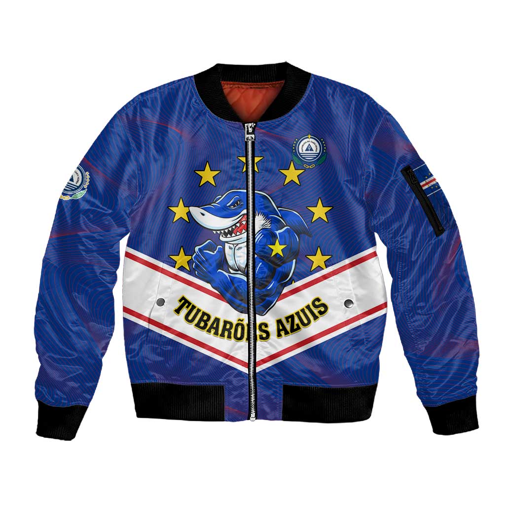 Support the Tubaroes Azuis - Cape Verde Football Sleeve Zip Bomber Jacket