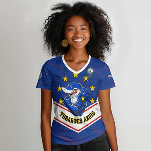 Support the Tubaroes Azuis - Cape Verde Football Women V-Neck T-Shirt