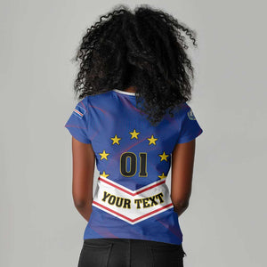 Support the Tubaroes Azuis - Cape Verde Football Women V-Neck T-Shirt